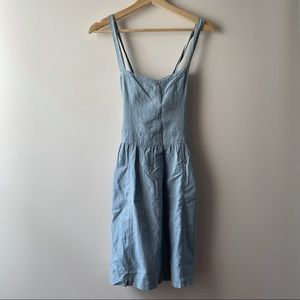 LEVIS WHITE POLKA DOT JEAN CROSS BACK DRESS